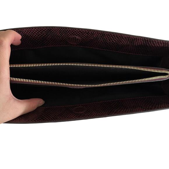 Stella McCartney Vegan Snakeskin Patchwork Clutch Pouch – Burgundy Statement Bag - Picture 7 of 16